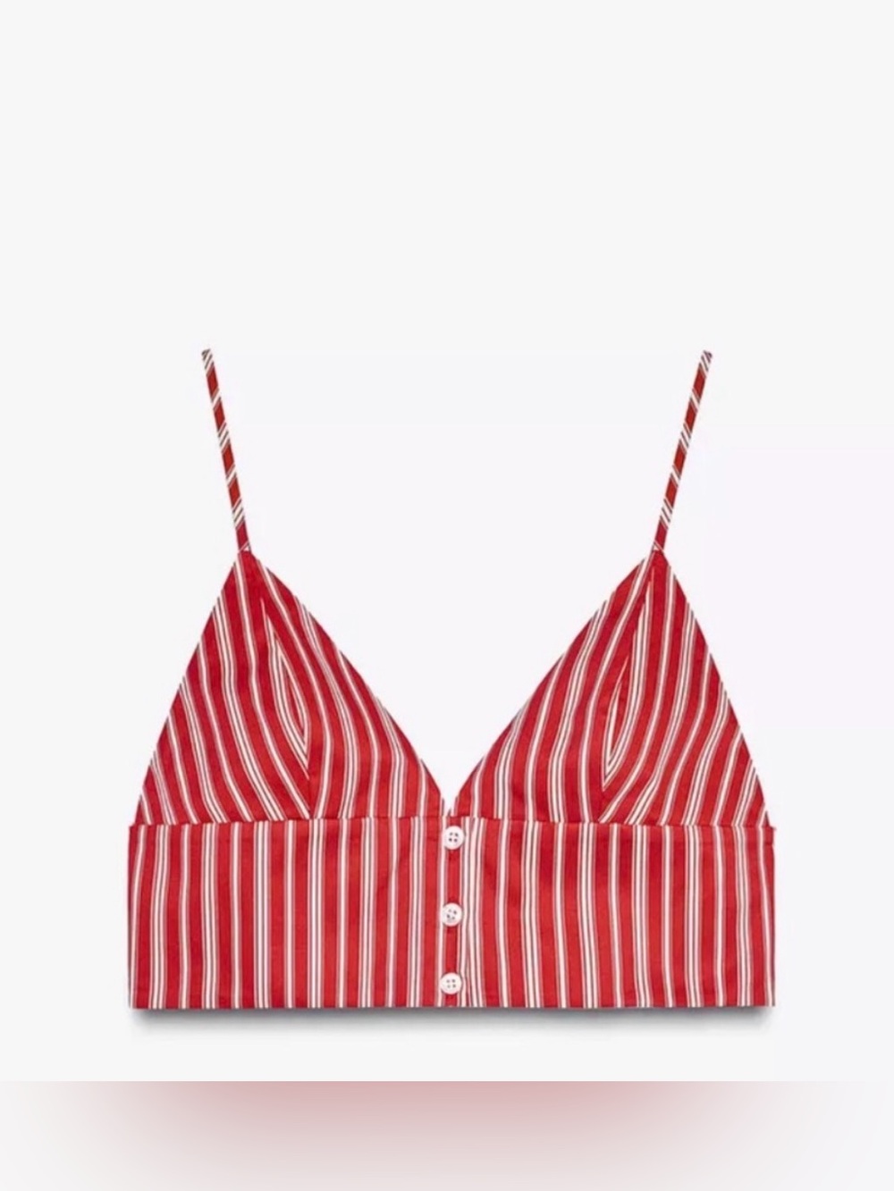 Zara Red White Striped Button Front Crop Top Bralette Corset Size L
